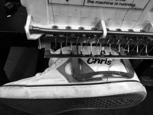 shoe on the machine